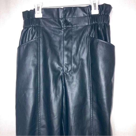 NWT Madewell Faux Leather Highwaist Pull-On Paper Bag Pants Black Sz 2 - Picture 4 of 14